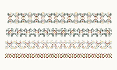 Pastel Ethnic Border Collection – Seamless Decorative Tribal Pattern Vector