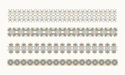 Elegant Ethnic Border Set – Seamless Traditional Decorative Pattern in Soft Tones