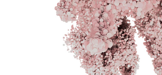 Soft pink circles explode across white background. Ideal for design, texture, or feminine branding.