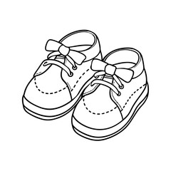 Cute baby shoes with bows in simple black and white design  