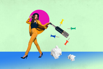 Banner image trendy full zine photo collage of happy girl guy dance weekend karaoke event interview performance chill podcast