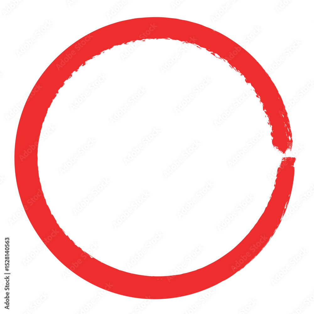 Fototapete Red circle brush stroke vector Hand drawn round shape with rough edges Isolated ink circle for marking text, highlighting notes, underline design, checklist, sketch, logo or graphic element