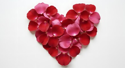 バラの花びら 優しく輝くハート 愛らしい赤ピンク色. AI Generated