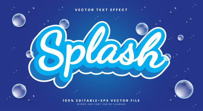 Splash bubble style 3d editable text effect template