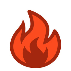 A stylized flame illustration, vibrant orange and red, conveys heat and energy.