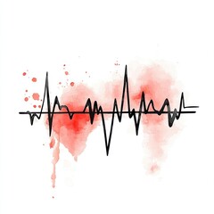 Watercolor heart beat graphic