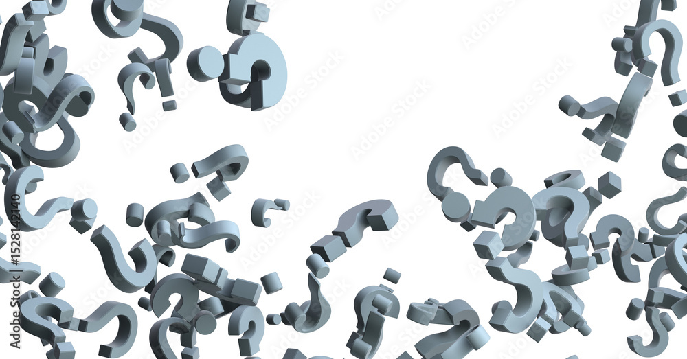 Aufkleber Colored question marks background. 3D Rendering..