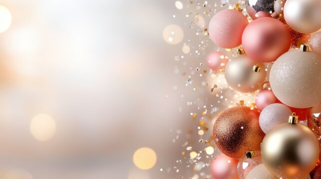 A vibrant collection of festive ornaments capturing the essence of the holiday season, blending various colors and textures to evoke warmth, joy, and celebration.