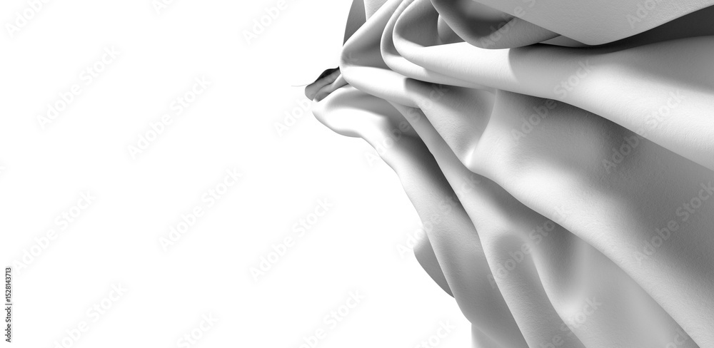 Poster high-quality image of white fabric with elegant drapes. perfect for backgrounds, textures, and desig