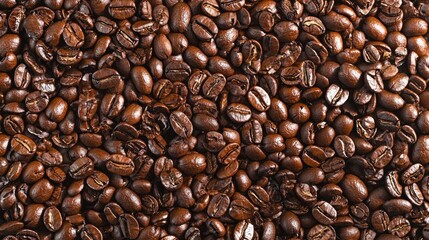 Obraz premium A close-up of coffee beans with a rich brown color and a textured surface.