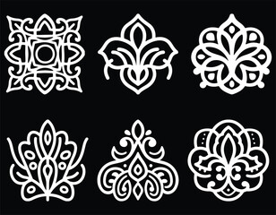 A seamless vector pattern of black and white floral elements, perfect for vintage ornament design or decorative tattoo art
