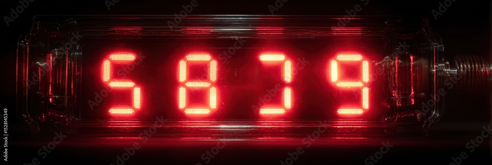 Poster Game Clock Countdown Showing Red Digits With Upper Margin for Text Display in an Intense Gaming Atmosphere