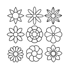 flowers linear icons set vector art silhouette