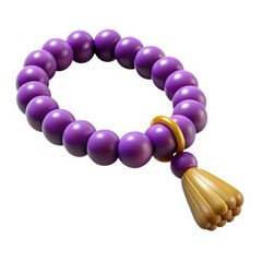 Obraz premium 3d render realistic purple prayer beads with gold tassel
