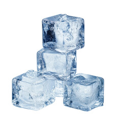 Obraz premium Icy refreshment stacked high four cubes on white, perfect for cooling drinks and adding a chilly touch to summer days