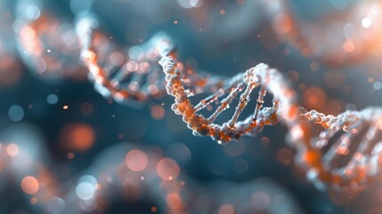 This image showcases a highly detailed and intricate DNA double helix structure, beautifully highlighted against a soft, ethereal background filled with colorful bokeh effects.