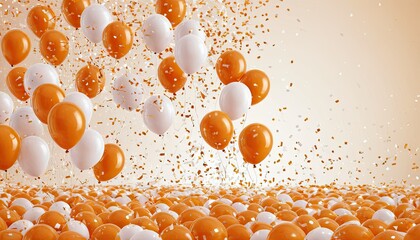 White and Gold Balloons Floating in the Air
2