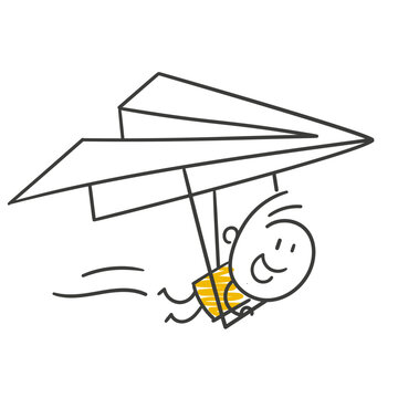 Strichfiguren / Strichm&auml;nnchen: Fliegen, Starten, Papierflieger. (Nr. 858)