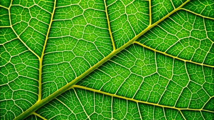 Obraz premium Vibrant Green Leaf Texture Close Up Detailed Nature Botany Plant Vein Structure