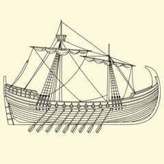 High-Contrast Historical Ship for Coloring Book