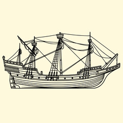 Classic Galley Black and White Outline