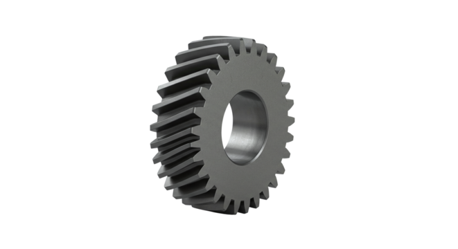 Gray industrial steel spur gear cogwheel. Gear mechanical cogwheel engineering industrial part isolated on a transparent background - Powered by Adobe