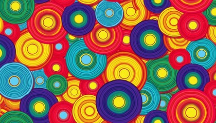 fun colorful pop art circles seamless pattern