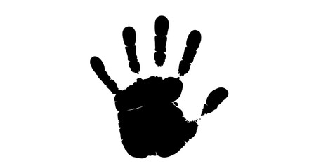 Handprint silhouette against a white background  