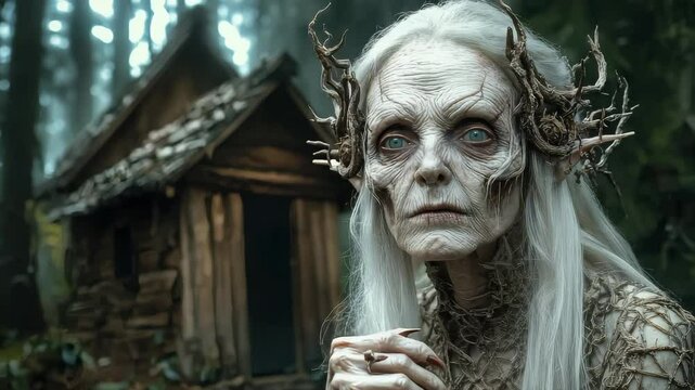 Hut on chicken legs: magical dwelling, Baba Yaga home, enchanted place, forest secrets, ancient myth, folklore heritage, powerful magic, dark enchantress, Slavic tales, mythical creature