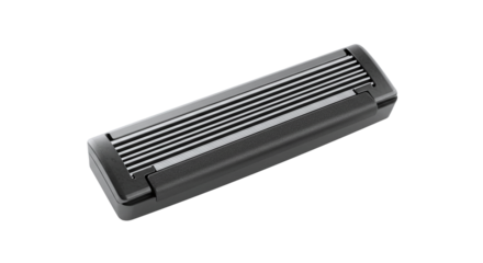 Refill black cartridge razor shaving blade head. Razor blade cartridge for shaving close up view isolated on a transparent background