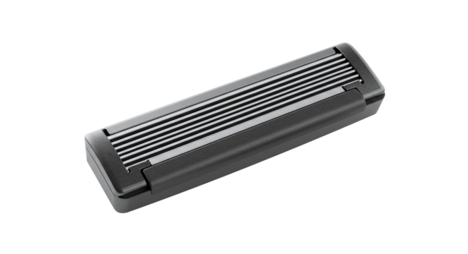 Refill black cartridge razor shaving blade head. Razor blade cartridge for shaving close up view isolated on a transparent background