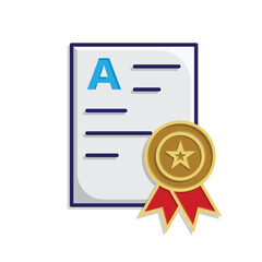 education icon. Achievement Badge. Certificate with ribbon and gold star. smart, learning, clever. isometric design style