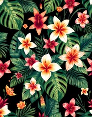 tropical plants watercolor illustration