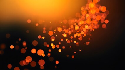 Abstract Orange and Black Bokeh Lights, Glowing Circles, Sparkling Effects, Swirling Design, Festive Background, Warm Color Palette, Dynamic Composition, Bright Illumination, Energy, Celebration