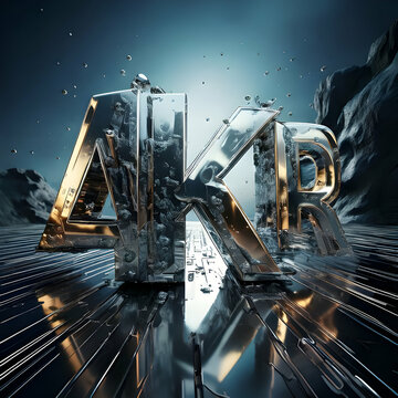 Metallic AKR Letters Shattering on Reflective Surface