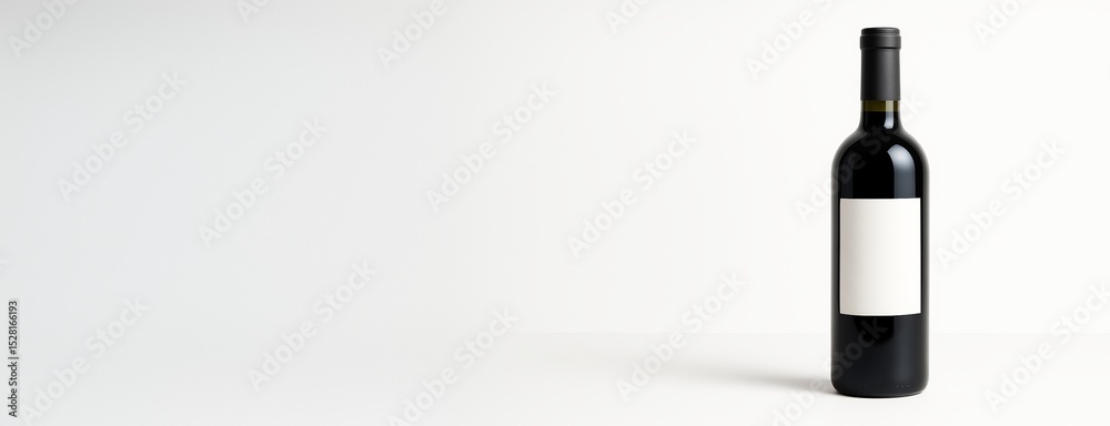 Aufkleber wine bottle with blank label standing on white background with copy space for branding, advertising,