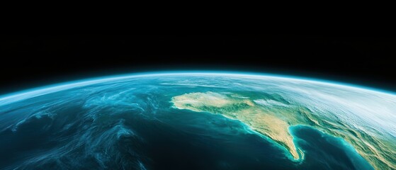 A vibrant satellite view of Central America showing land, ocean, and atmospheric details with the curvature of the Earth against the blackness of space.