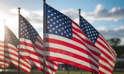 Waving flags patriotic symbol national colors freedom celebration