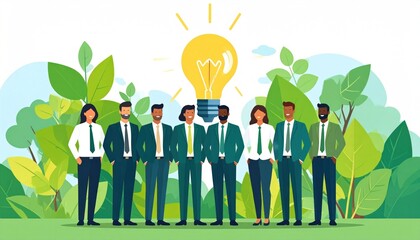 Diverse professional team with a bright idea, corporate innovation together
