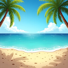 Obraz premium beach, palm, sea, tropical, island, tree, ocean, sand, sky, summer, water, paradise, travel, nature, landscape, sun, vacation, coast, coconut, holiday, seascape, resort, tourism, tropic, caribbean
