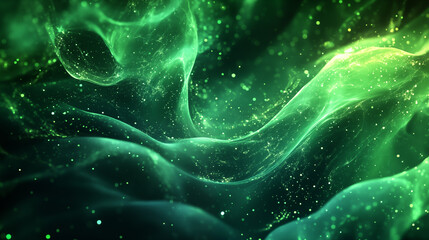 Glowing Green Light Stream and Dust