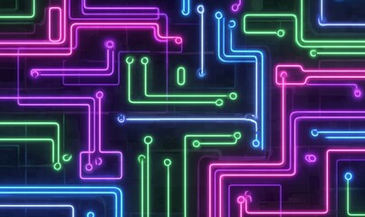 Neon Circuitry: Abstract Digital Art