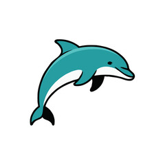 Fototapeta premium A happy cartoon dolphin jumping playfully on a transparent background