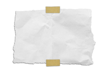 grunge old white paper texture  with adhesive tape on it use as background with blank space for design. bright grey wrinkle recycle paper with brown tape. rough paper texture.