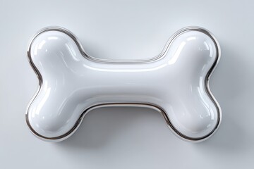 White Glossy Bone 3D Render on White Background