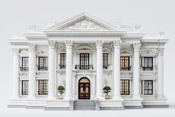 Fototapeta premium Grand White Mansion with Classical Columns and Ornate Details