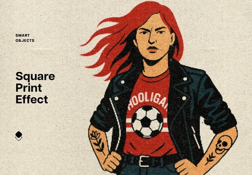 Square Print Design Effect Mockup