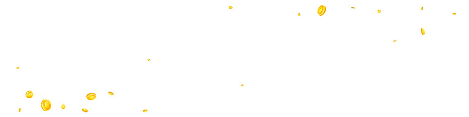 European Union Euro coins falling. Scattered gold