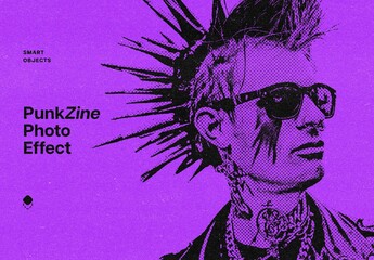 Punk Zine Photo Effect Mockup