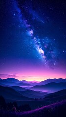Fototapeta premium Milky Way over Purple Mountains.